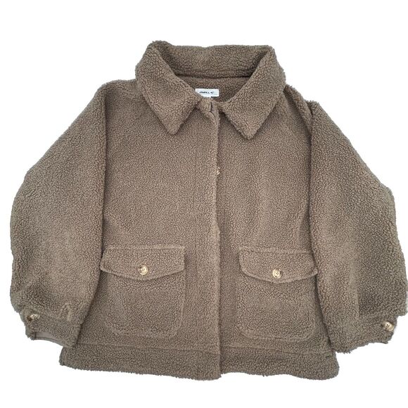 ONEILL Jacket Women's Large Brown Button Up Collared Sherpa Pockets Coat - Picture 1 of 10